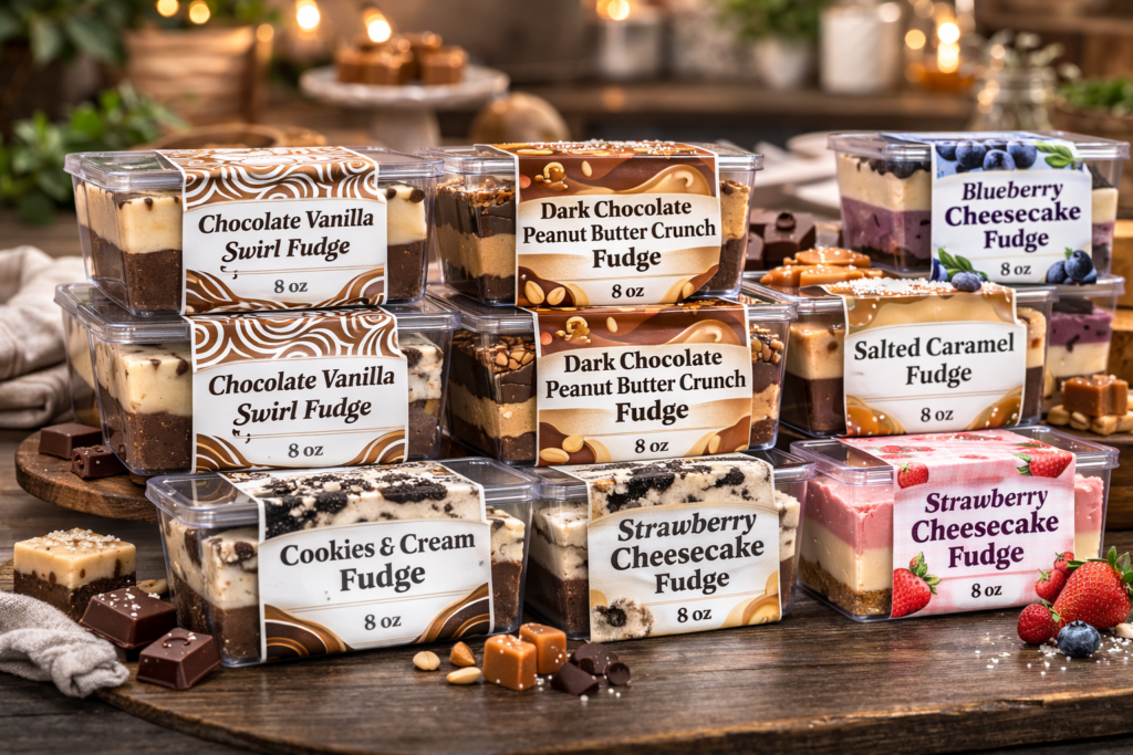 1lb Gourmet Fudge - Pick Two 8 oz Flavors